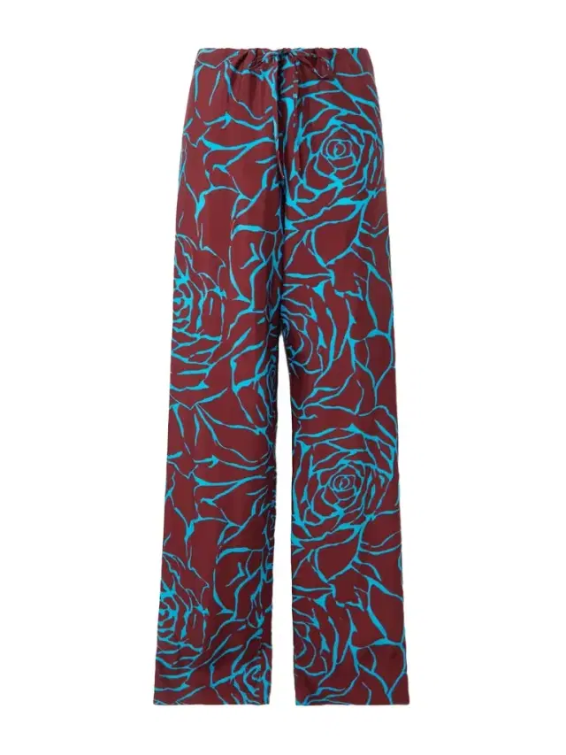 Floral-print Crepe Straight-leg Pants