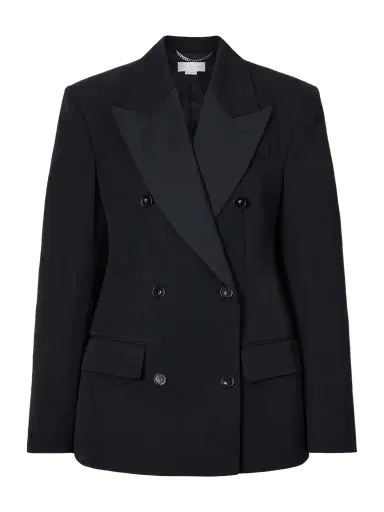 Stella McCartney Double-breasted Twill-trimmed Wool Blazer | Thumbnail 1 Stella McCartney Double-breasted Twill-trimmed Wool Blazer | Thumbnail 1
