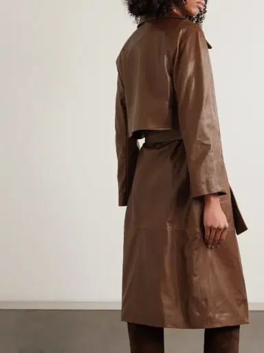 Nour Hammour Cisely Belted Leather Trench Coat | Thumbnail 3