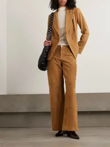 Nour Hammour Milo Paneled Suede Wide-leg Pants | Thumbnail 2