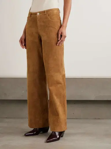 Nour Hammour Milo Paneled Suede Wide-leg Pants | Thumbnail 3