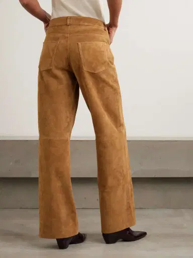 Nour Hammour Milo Paneled Suede Wide-leg Pants | Thumbnail 4