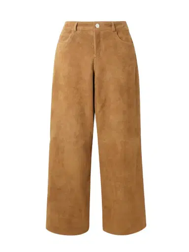 Nour Hammour Milo Paneled Suede Wide-leg Pants | Thumbnail 1