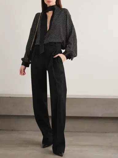 Tom Ford Pleated Grain De Poudre Wool Straight-leg Pants | Thumbnail 2