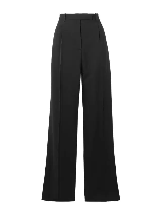 Pleated Grain De Poudre Wool Straight-leg Pants