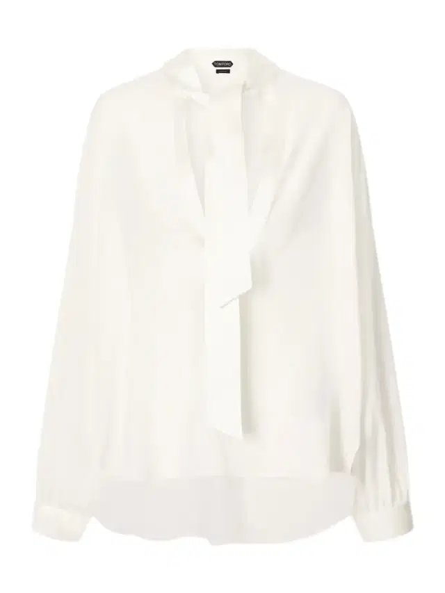 Pussy-bow Satin-trimmed Silk Crepe De Chine Blouse