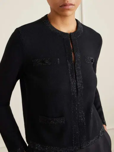 Tory Burch Kendra Crystal-embellished Wool-blend Cardigan | Thumbnail 4