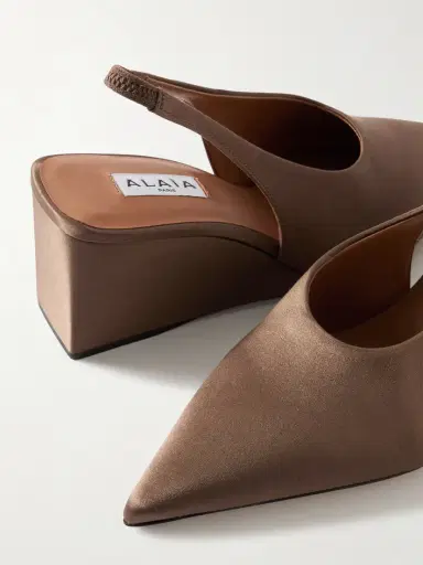 Alaïa Cube 75 Satin Slingback Wedge Pumps | Thumbnail 4 Alaïa Cube 75 Satin Slingback Wedge Pumps | Thumbnail 4