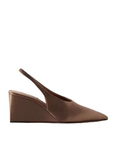 Alaïa Cube 75 Satin Slingback Wedge Pumps | Thumbnail 1 Alaïa Cube 75 Satin Slingback Wedge Pumps | Thumbnail 1
