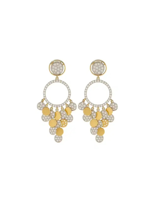 Wish Fine Jewelry 4.07ct Diamond 14K Gold Statement Scale Earrings