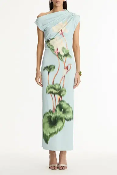 Oscar de la Renta Cyclamen Drape Detail Dress | Thumbnail 2