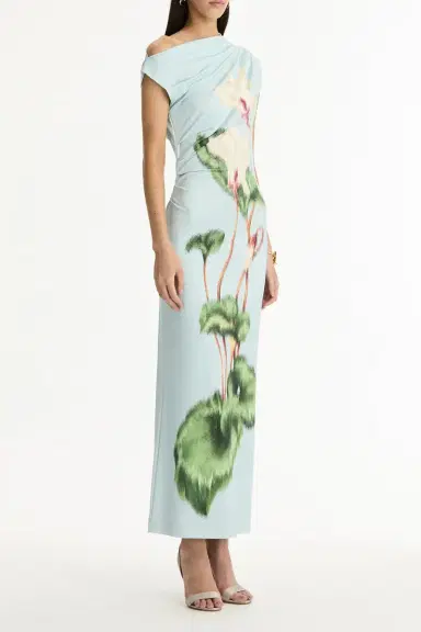 Oscar de la Renta Cyclamen Drape Detail Dress | Thumbnail 3