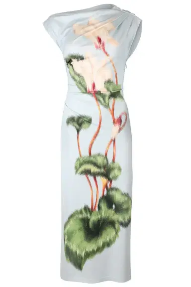 Oscar de la Renta Cyclamen Drape Detail Dress | Thumbnail 1
