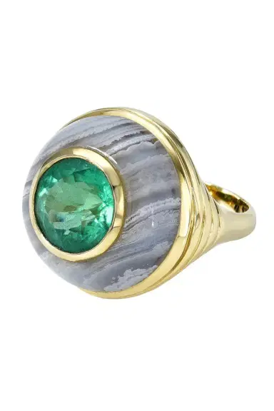 Retrouvaí Emerald Blue Agate Petite Lollipop Ring | Thumbnail 1