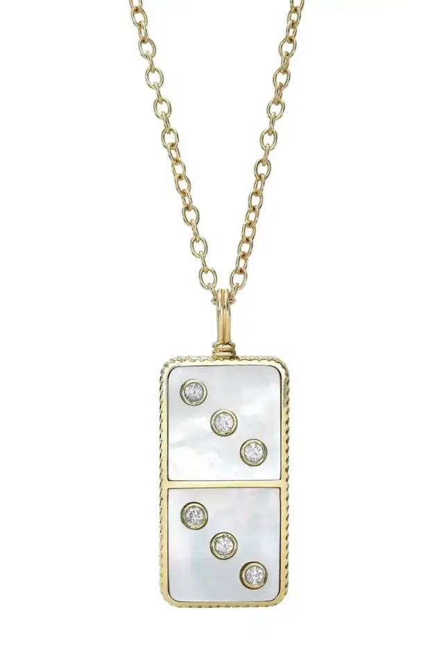 RETROUVAI Pearl Diamond Classic Domino Necklace