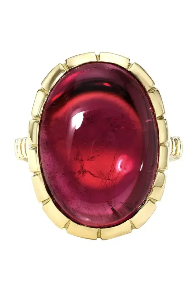 RETROUVAI Pink Tourmaline Bezel Heirloom Ring