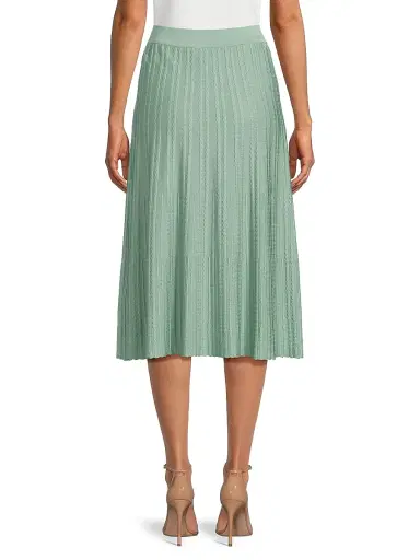 Misook Women's Scalloped Rib-Knit A-Line Midi-Skirt - Mystic Green | Thumbnail 5