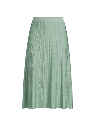 Misook Women's Scalloped Rib-Knit A-Line Midi-Skirt - Mystic Green | Thumbnail 1