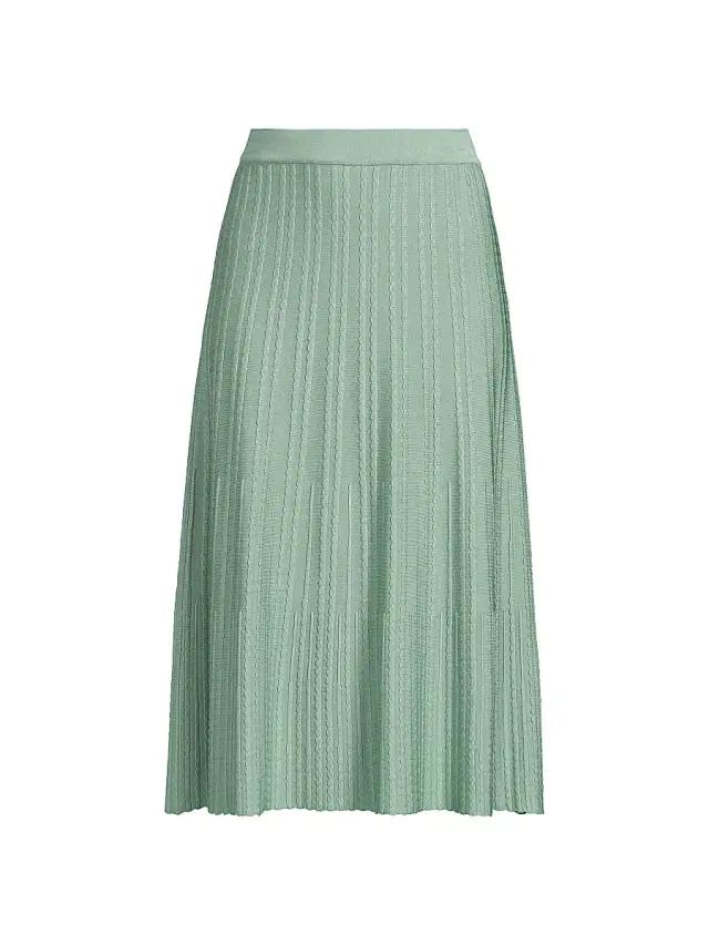 Women's Scalloped Rib-Knit A-Line Midi-Skirt - Mystic Green