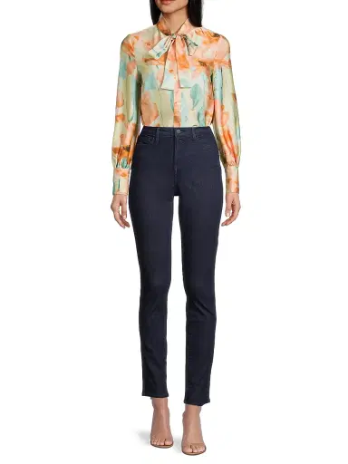 Misook Women's Floral Tieneck Crêpe de Chine Blouse | Thumbnail 2 Misook Women's Floral Tieneck Crêpe de Chine Blouse | Thumbnail 2