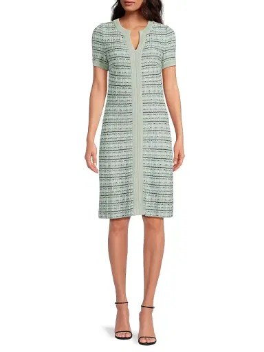 Misook Women's Plaid-Textured Sheath Knee-Length Dress | Thumbnail 2 Misook Women's Plaid-Textured Sheath Knee-Length Dress | Thumbnail 2