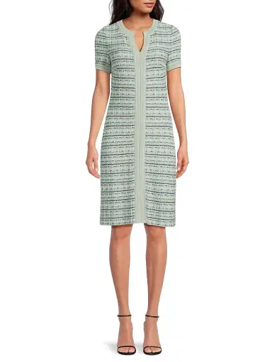 Misook Women's Plaid-Textured Sheath Knee-Length Dress | Thumbnail 3 Misook Women's Plaid-Textured Sheath Knee-Length Dress | Thumbnail 3