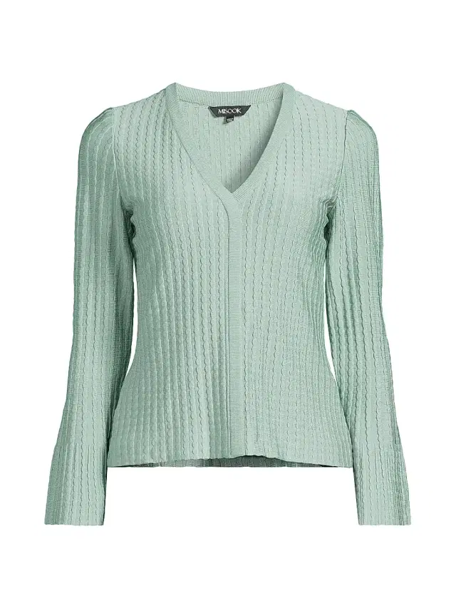 Women's Scalloped Rib-Knit Top - Mystic Green