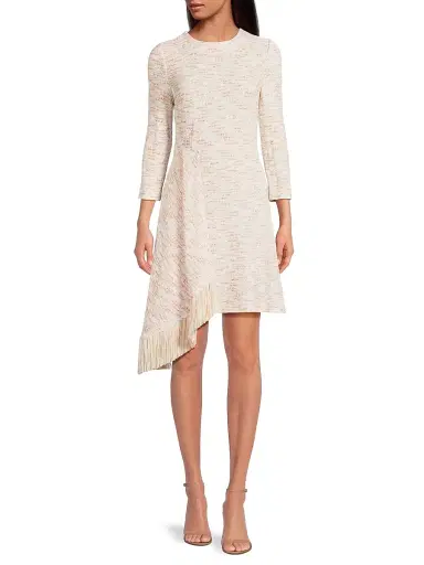 Misook Women's Tweed Faux-Wrap Knee-Length Dress | Thumbnail 2 Misook Women's Tweed Faux-Wrap Knee-Length Dress | Thumbnail 2