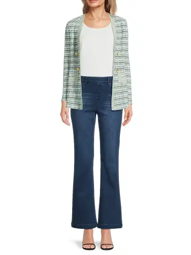 Misook Women's Plaid Textured Knit Jacket - Fresh Mint Mystic Green | Thumbnail 2 Misook Women's Plaid Textured Knit Jacket - Fresh Mint Mystic Green | Thumbnail 2