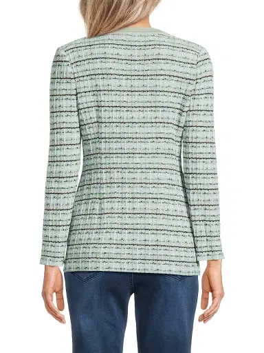 Misook Women's Plaid Textured Knit Jacket - Fresh Mint Mystic Green | Thumbnail 5 Misook Women's Plaid Textured Knit Jacket - Fresh Mint Mystic Green | Thumbnail 5
