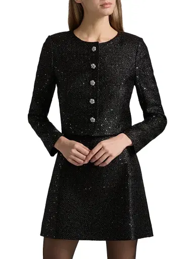 Carolina Herrera Women's Sequined Tweed Crop Jacket | Thumbnail 3 Carolina Herrera Women's Sequined Tweed Crop Jacket | Thumbnail 3