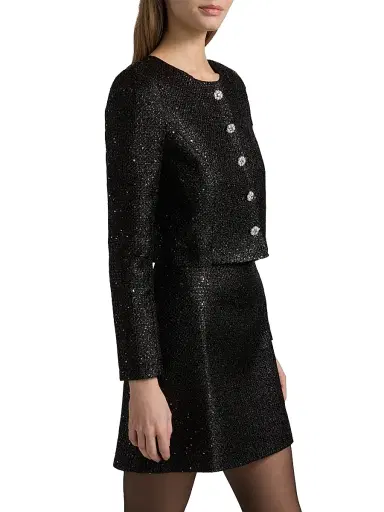 Carolina Herrera Women's Sequined Tweed Crop Jacket | Thumbnail 4 Carolina Herrera Women's Sequined Tweed Crop Jacket | Thumbnail 4