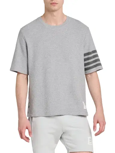 Thom Browne Men's Striped Cotton T-Shirt - Pale Grey - Size XXL | Thumbnail 3 Thom Browne Men's Striped Cotton T-Shirt - Pale Grey - Size XXL | Thumbnail 3