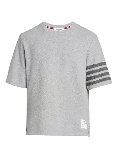 Thom Browne Men's Striped Cotton T-Shirt - Pale Grey - Size XXL | Thumbnail 1 Thom Browne Men's Striped Cotton T-Shirt - Pale Grey - Size XXL | Thumbnail 1