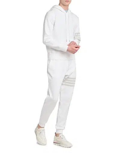 Thom Browne Men's 4 Bar Loopback Overdyed Sweatpants - White - Size XXL | Thumbnail 2 Thom Browne Men's 4 Bar Loopback Overdyed Sweatpants - White - Size XXL | Thumbnail 2