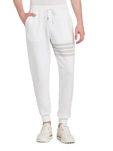 Thom Browne Men's 4 Bar Loopback Overdyed Sweatpants - White - Size XXL | Thumbnail 3 Thom Browne Men's 4 Bar Loopback Overdyed Sweatpants - White - Size XXL | Thumbnail 3