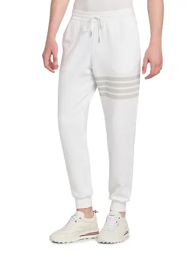 Thom Browne Men's 4 Bar Loopback Overdyed Sweatpants - White - Size XXL | Thumbnail 4 Thom Browne Men's 4 Bar Loopback Overdyed Sweatpants - White - Size XXL | Thumbnail 4