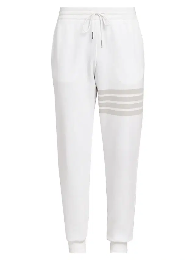 Men's 4 Bar Loopback Overdyed Sweatpants - White