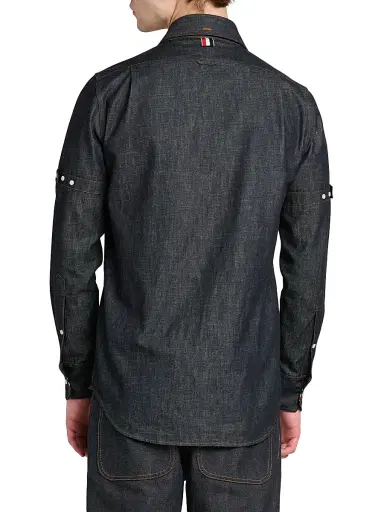 Thom Browne Men's Denim Long-Sleeve Button-Down Shirt - Navy - Size XXL | Thumbnail 5 Thom Browne Men's Denim Long-Sleeve Button-Down Shirt - Navy - Size XXL | Thumbnail 5