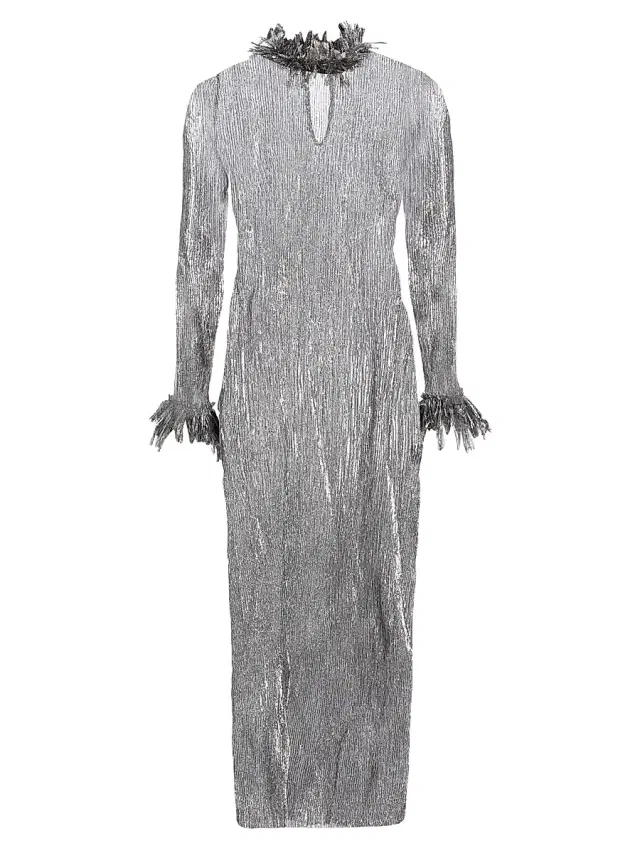 Liberowe Women's Chiltern Metallic Plissé Midi-Dress - Silver