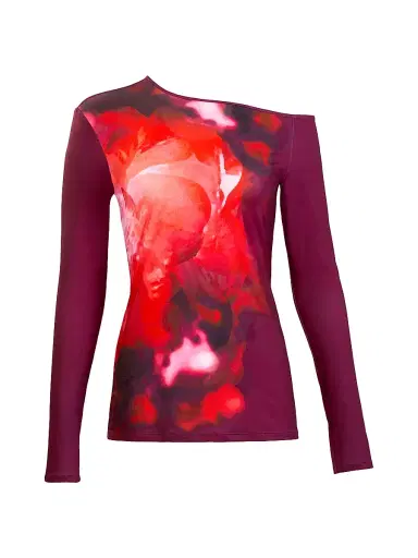 Silvia Tcherassi Women's Sabra Tie-Dye Off-The-Shoulder Blouse - Burgundy Flower | Thumbnail 1 Silvia Tcherassi Women's Sabra Tie-Dye Off-The-Shoulder Blouse - Burgundy Flower | Thumbnail 1