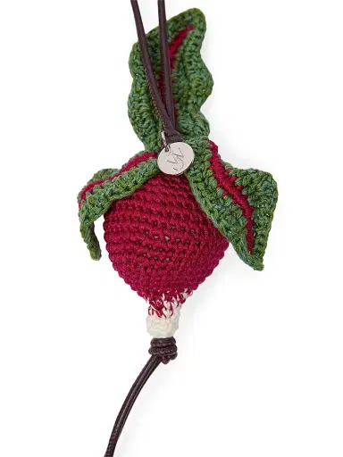 JW Anderson Women's Radish Cotton-Leather Bag Charm - Burgundy | Thumbnail 2