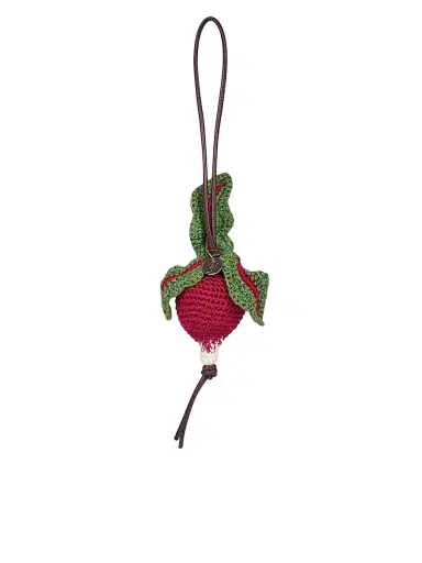 JW Anderson Women's Radish Cotton-Leather Bag Charm - Burgundy | Thumbnail 3