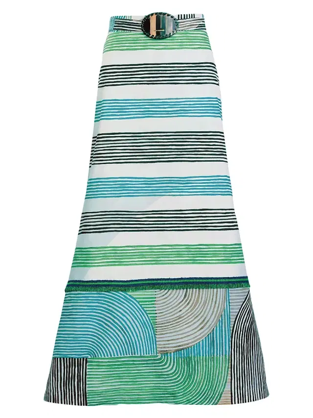 Silvia Tcherassi Women's Lyla Cotton A-Line Midi-Skirt - Abstract Green Print