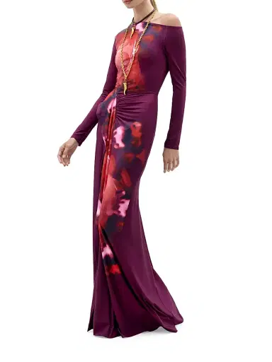 Silvia Tcherassi Women's Meissa Abstract Print Maxi Skirt - Burgundy Flower | Thumbnail 2