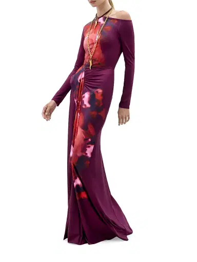 Silvia Tcherassi Women's Meissa Abstract Print Maxi Skirt - Burgundy Flower | Thumbnail 3