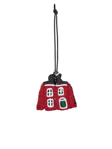 JW Anderson Women's House Cardigan Wool-Blend Bag Charm - Dark Brown | Thumbnail 1