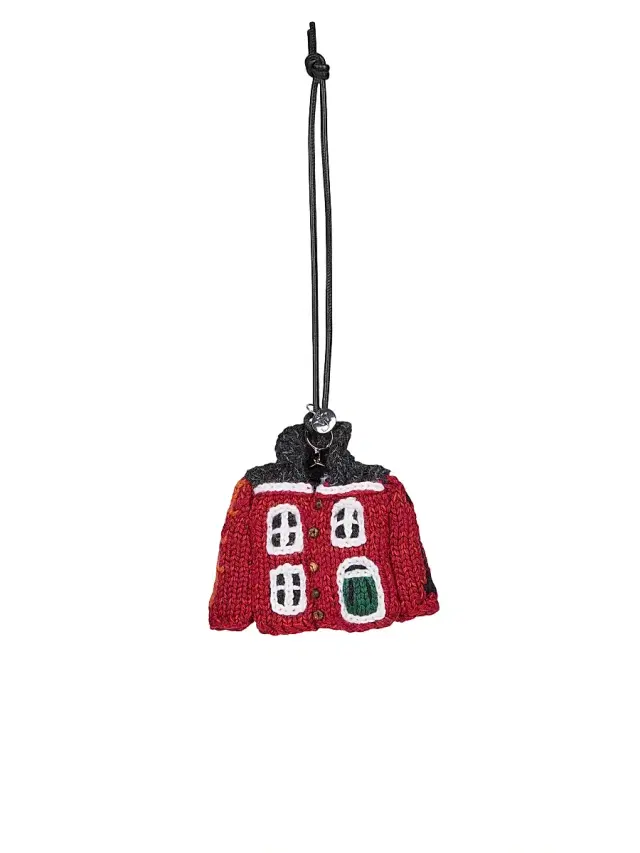 Women's House Cardigan Wool-Blend Bag Charm - Dark Brown