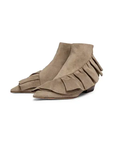 JW Anderson Women's 25MM Ruffled Suede Ankle Boots | Thumbnail 2 JW Anderson Women's 25MM Ruffled Suede Ankle Boots | Thumbnail 2