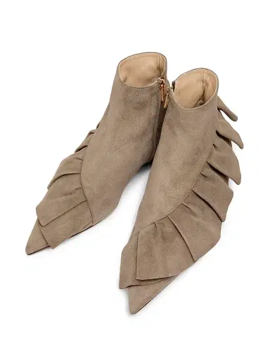 JW Anderson Women's 25MM Ruffled Suede Ankle Boots | Thumbnail 4 JW Anderson Women's 25MM Ruffled Suede Ankle Boots | Thumbnail 4